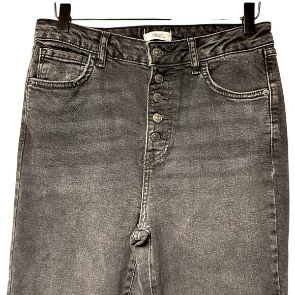 Forever 21 Premium Size 29 Black Denim Flare Jeans Bell Bottoms Button Fly - Picture 4 of 7
